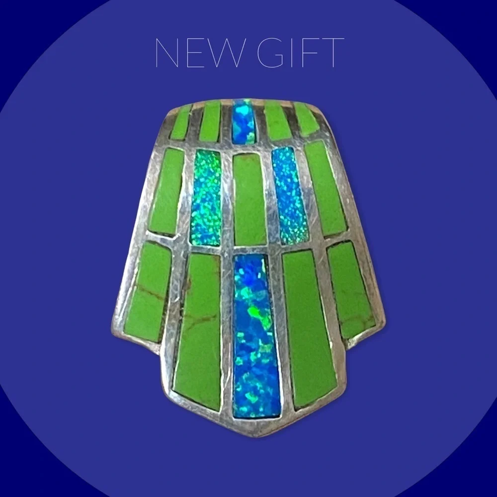 Opal turquoise pendant sterling silver - Picture 6 of 7